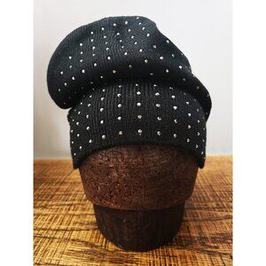 Nordstrom Echo Black Beanie Hat with Crystals